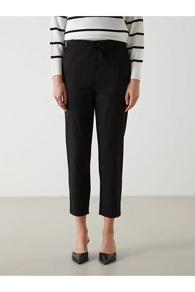 LC Waikiki Lcw Modest Black Elastic Waist Women's Trousers