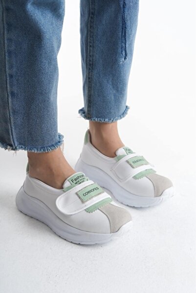 Etna Kadın Cırtlı Babet Spor 4 Cm Kalın Taban Ortapedik  Spor Ayakkabı