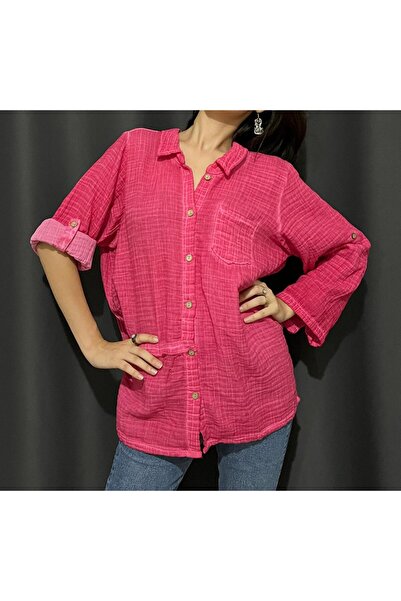 Sultana Collection Müslin Parçalı Koldan Düğmeli Gömlek