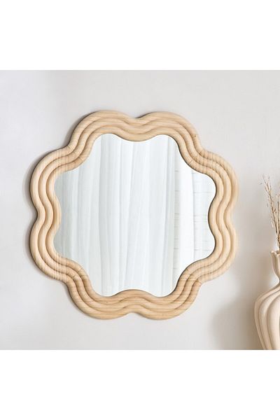 Home Box Lekisa Pine Wood Wavy Mirror 60 cm