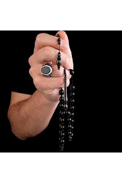 TESBİHCİBABA 14 Carat Gold Embroidered Erzurum Oltu Stone Rosary from Masters