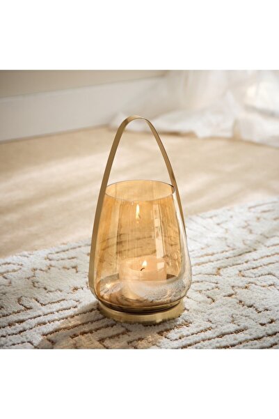 Home Box حامل شموع معدني من أكورد مع زجاج لامع 17.5 × 14 × 25.5 سم