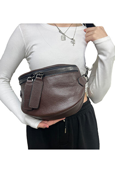 HBS Bag Brown 100% Real Leather Waist Bag (Bady Bag)