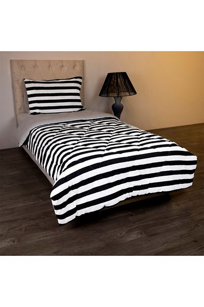 Home Box Malta 2-Piece Stripe Printed Cotton Twin Comforter Set 160x220 cm