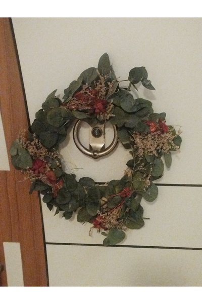 Lider MAGNESİA Eucalyptus Leaf Natural Wreath 26 cm Door Office Etc Ornament