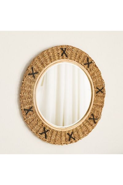Home Box Naturaloom Rattan Round Mirror 56 cm