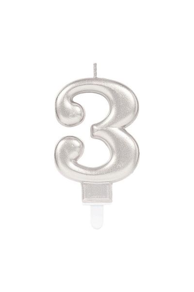 Skygo 3 Number Candle - Silver Colored