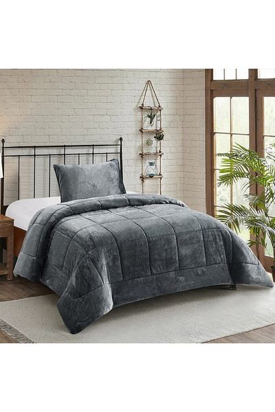 Home Box Nariko Solid Flannel 2-Piece Twin Comforter Set 150x220 cm