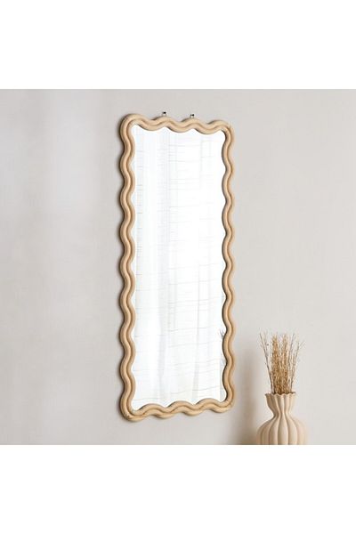 Home Box Lekisa Pine Wood Wavy Mirror 120x54 cm