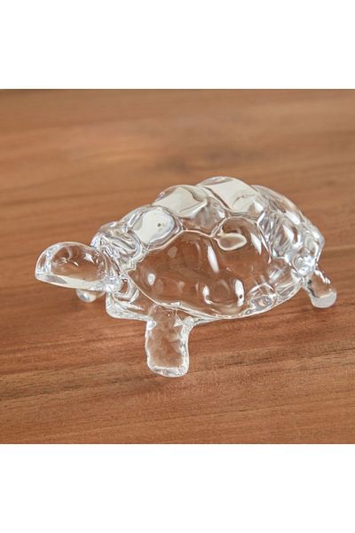 Home Box Vega Glass Tortoise Accent 11x7.8x4.8 cm