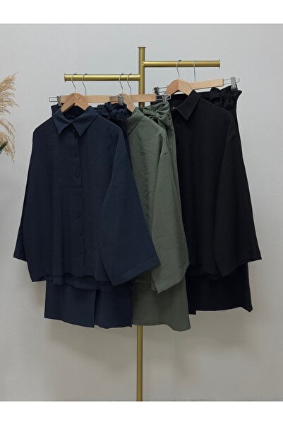 Ebrar Store Khaki Color Öznur Suit - Side Tie Skirt Ek-Z-244