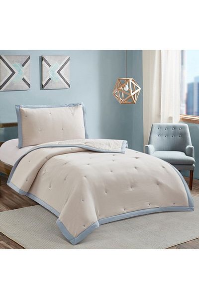 Home Box Tyler Floral 2-Piece Embroidered Flange Single Comforter Set 135x220 cm