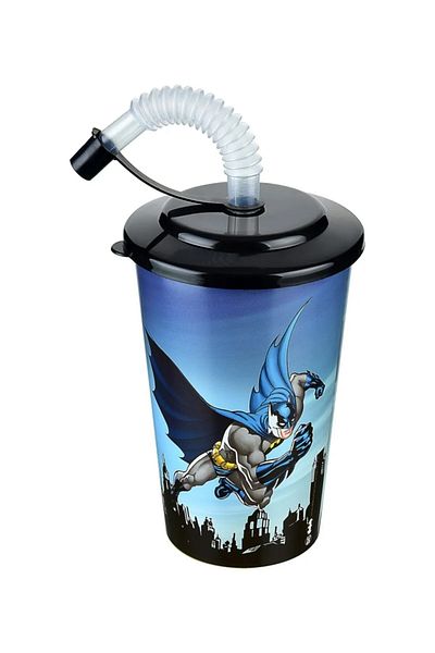 Batman 400 ml Glass with Lid and Straw