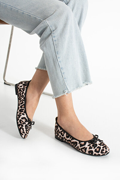 PUSKAS Kadın Leopar Babet Ev Günlük ve Ofis Kaymaz Hafif Konforlu Ortopedik T...