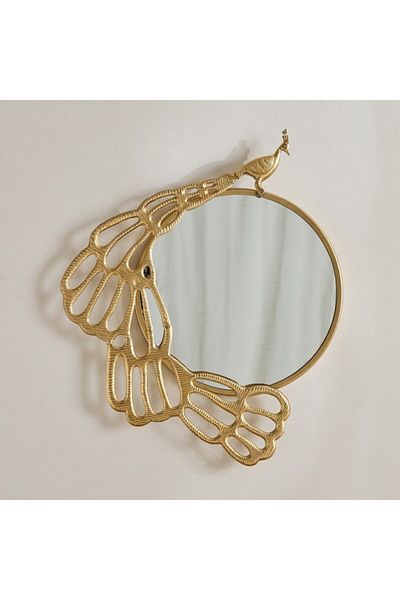 Home Box Rayon Aluminium Peacock Decorative Mirror 63x67x4.5 cm
