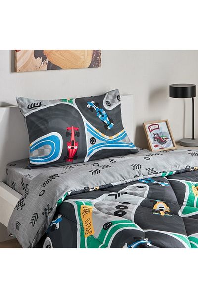 Home Box Tom 2-Piece Gearhead Cars Single Microfibre Comforter Set 135x220 cm