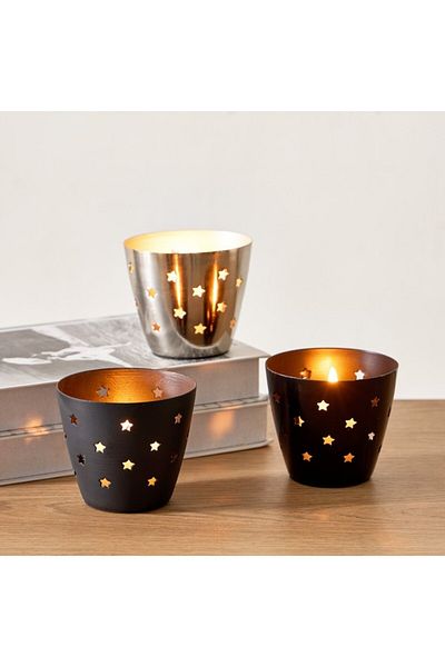 Home Box Calot 3-Piece Metal Votives Set 8.5x8.5x7.5 cm