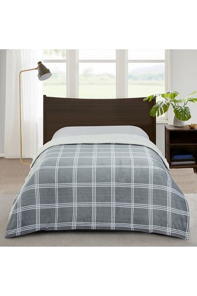 Home Box Braxton Magadan Printed Flannel Sherpa Queen Blanket 200x220 cm