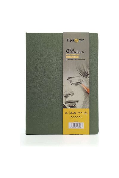 hobi market art Hard Cover Sketch Drawing Notebook 140 Gr. 21X29 Cm. 80 Sheets Pastel Mint Green