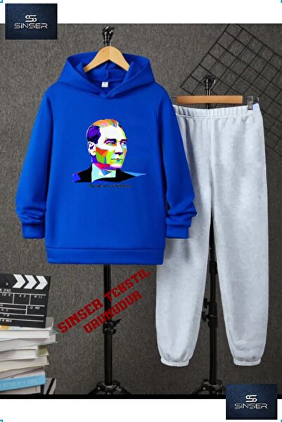 SS SİNSER Παιδικό σετ φόρμας με κουκούλα "ATATURK COLORFUL GEOMETRIC" με στάμπα