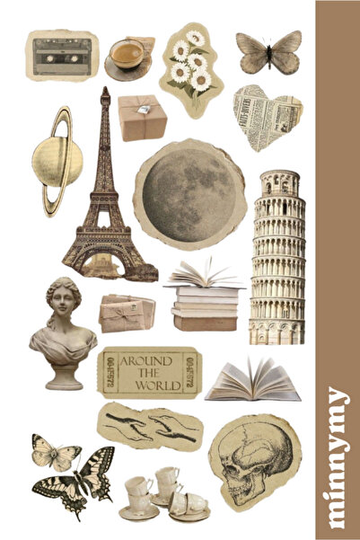 Minnymy Vintage Collection Sticker, Çıkartma, Ajanda, Günlük, Planlayıcı, Bul...