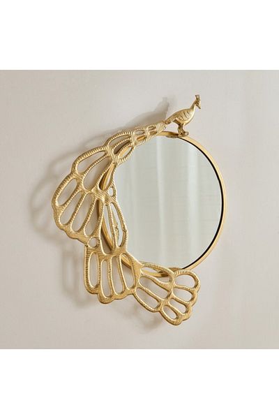 Home Box Rayon Aluminium Peacock Decorative Mirror 63x67x4.5 cm