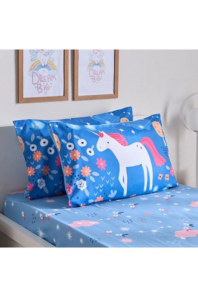 Home Box Ivy Meadows 2-Piece Unicorn Microfibre Pillow Cover Set 50x75 cm