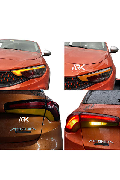 Fiat Egea Sedan Ve Cross Ön Far Arka Far Sticker Set Turuncu