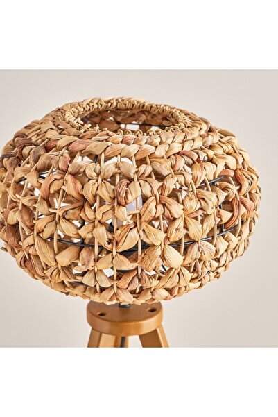 Home Box Collett E27 Wooden Tripod Table Lamp with Sea Grass Shade 36x36x70 cm