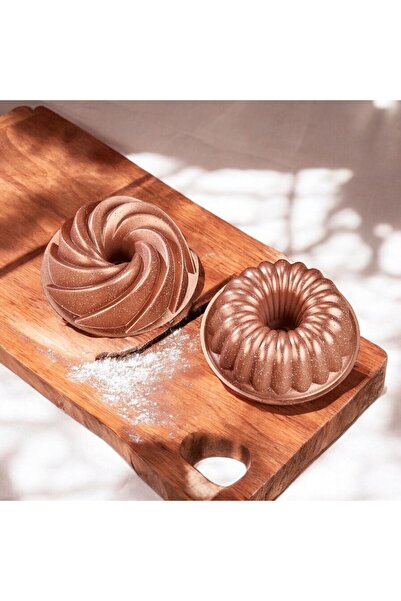 Doremcy Eda  Rose Gold 2li Granıt Ruzgar Gülü Ve Dilim Kek kalıbı