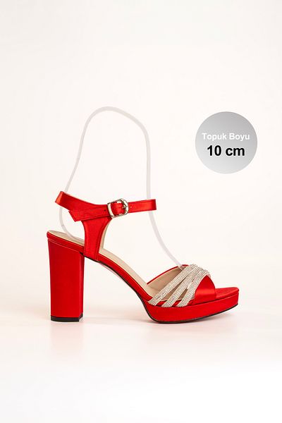 E&L Company 10cm Red Satin with Silver Stones, Light. Six Non-Slip. Running Is Guaranteed.