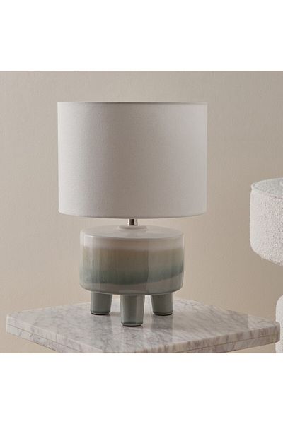 Home Box Nash Stoneware Base Table Lamp with Linen Shade 28x41 cm