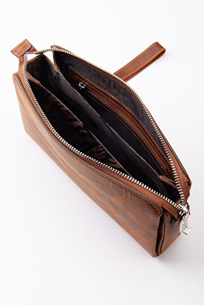 Niki Leather Портфолио с цип от естествена кожа Blanc