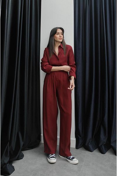 Havoş Burgundy Colter Shirt Pants Set