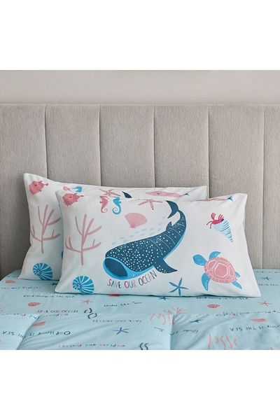 Home Box Joy Sea World 2-Piece Marine Pillow Cover Set 50x75 cm