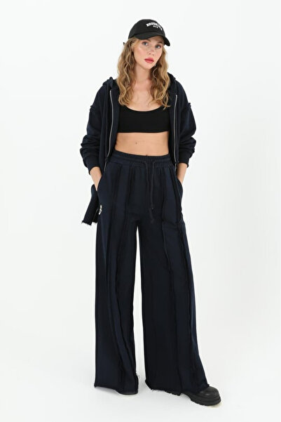 Byelmira بنطال رياضي نسائي مصنوع من القطن بنسبة 100% وخياطة مضلعة مزدوجة بالل...