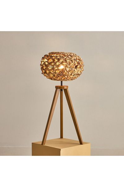 Home Box Collett E27 Wooden Tripod Table Lamp with Sea Grass Shade 36x36x70 cm