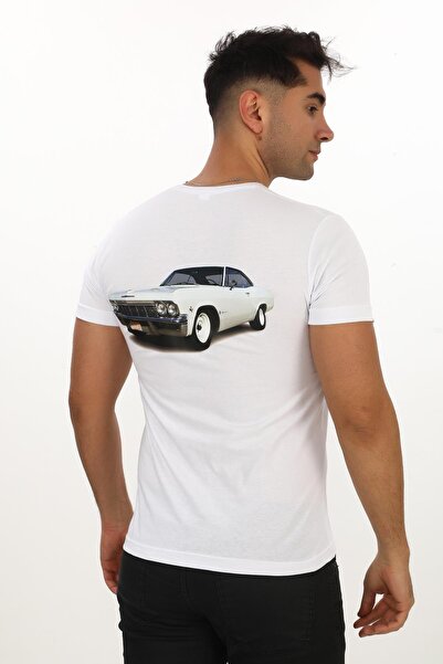 EREN STYLE 1965 Chevrolet Impala B Štampano Bela S Slim fit Majica