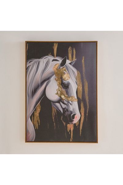 Home Box Iqra Samra Horse Face Framed Canvas with Foil 50x70x2.8 cm