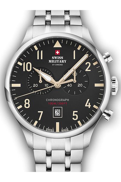 Swiss Military SM34098.04 Vintage Chronograph Mens Watch 43mm 10ATM