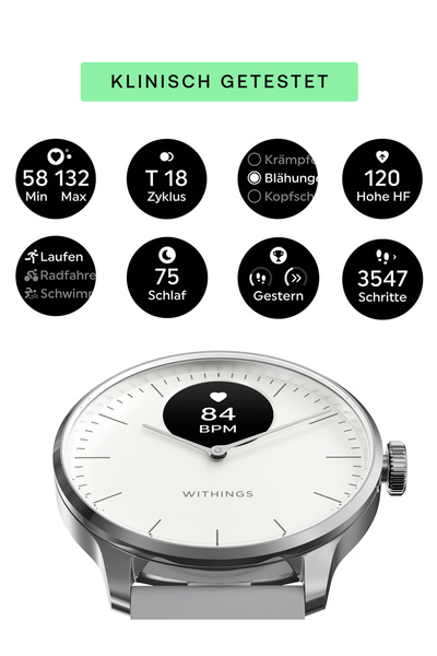 Withings HWA11-model 3-All-Int ScanWatch Light White 37 mm 5ATM