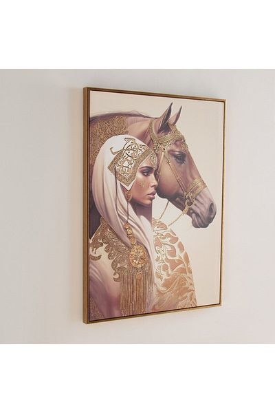 Home Box Iqra Samra Lady with Horse Framed Canvas Wall Art 50x70x2.8 cm