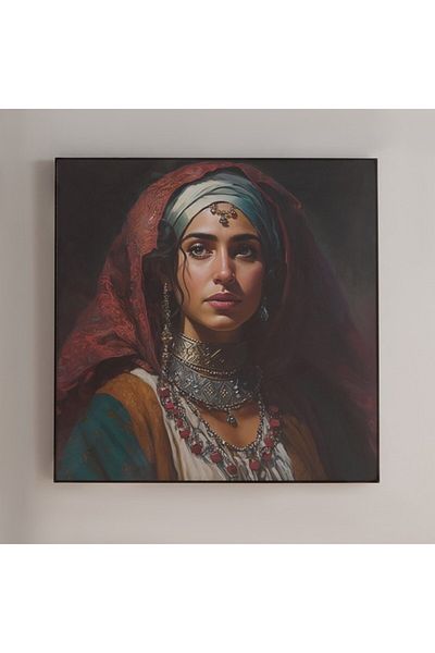 Home Box Iqra Samra Girl Framed Picture in Glossy Finish 60x60x2.5 cm