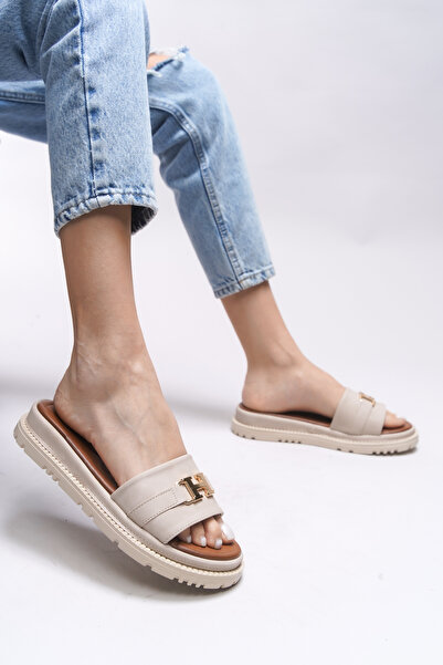 Riccon Beige Kazigneil Women's Slippers Model 0012600