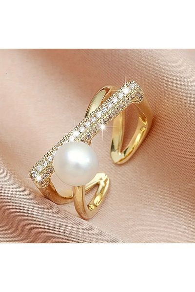 Ayzen Stone Detailed Pearl Ring