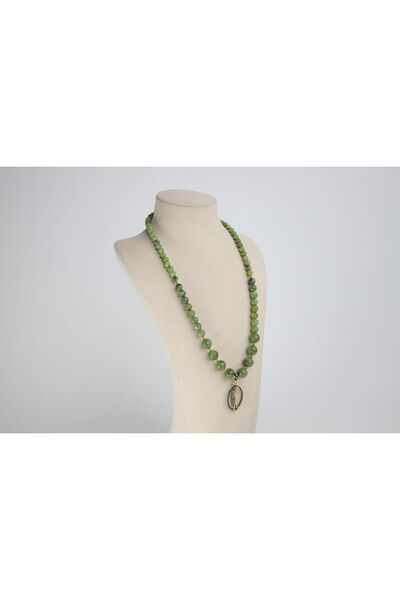 Aksesuarlia Jade - Hematite Natural Stone and Silver Necklace and Bracelet