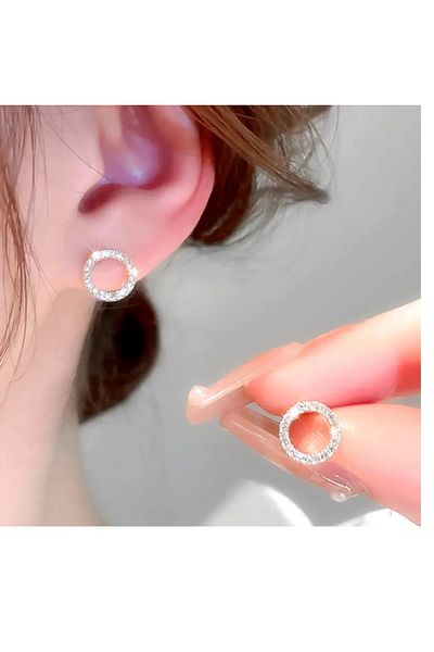 mos&more Crystal Stone Ring Women's Evening Dress Earrings Diameter 1.5cm