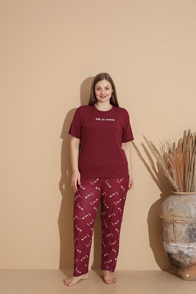SEBOTEKS Soft Textured Milan Fabric Short Sleeve Plus Size Women's Pajamas Set 20100