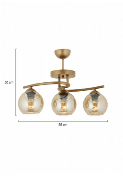 Semboldekor S Profile Antique Triple Chandelier (Honey Glass)