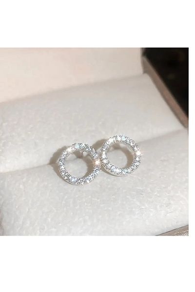 mos&more Crystal Stone Ring Women's Evening Dress Earrings Diameter 1.5cm